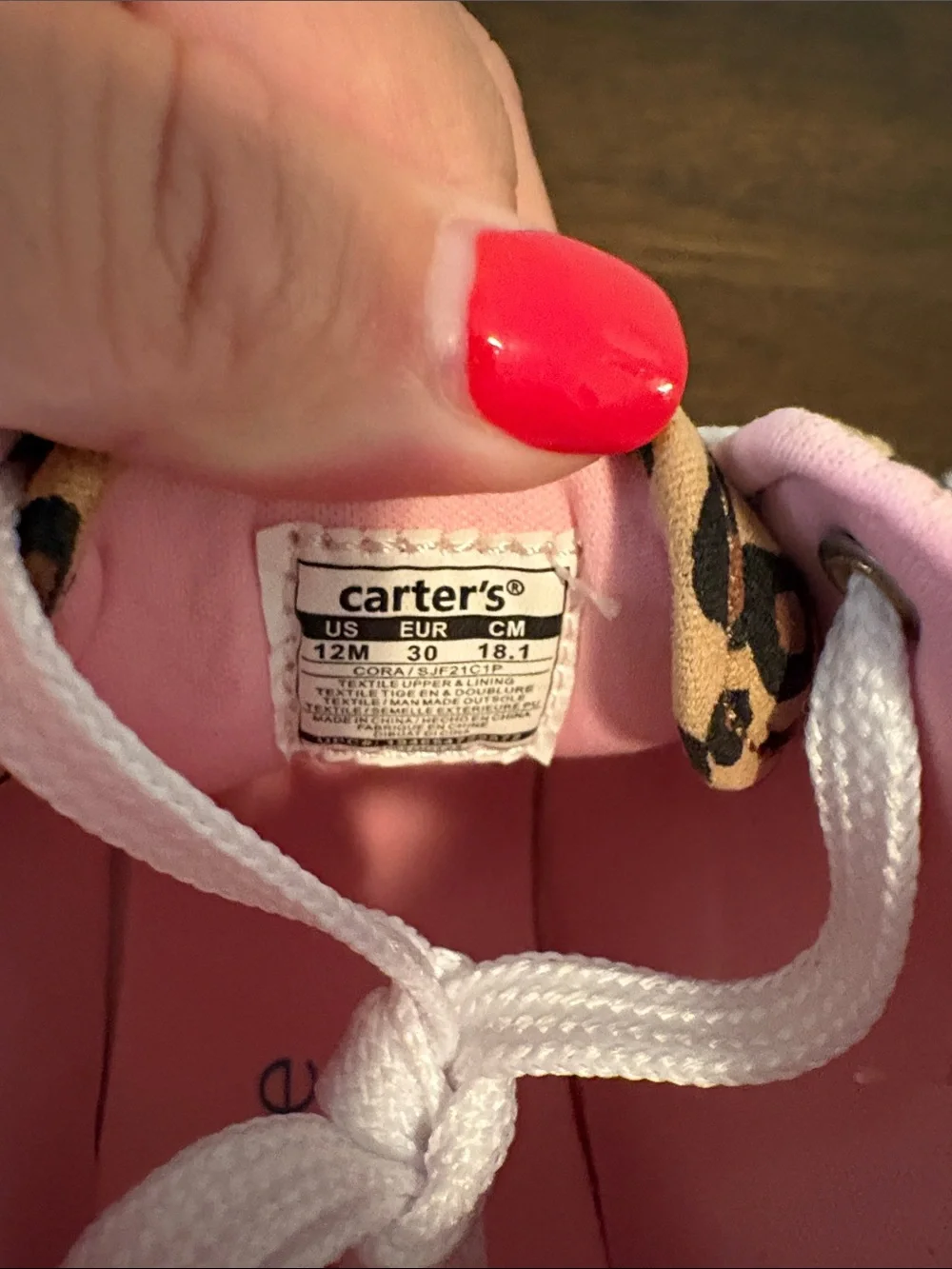 Carter's Leopard Print High-Top Sneakers with Pink Lining